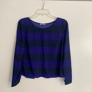 Cope Purple Striped Open Back Long Sleeved Top